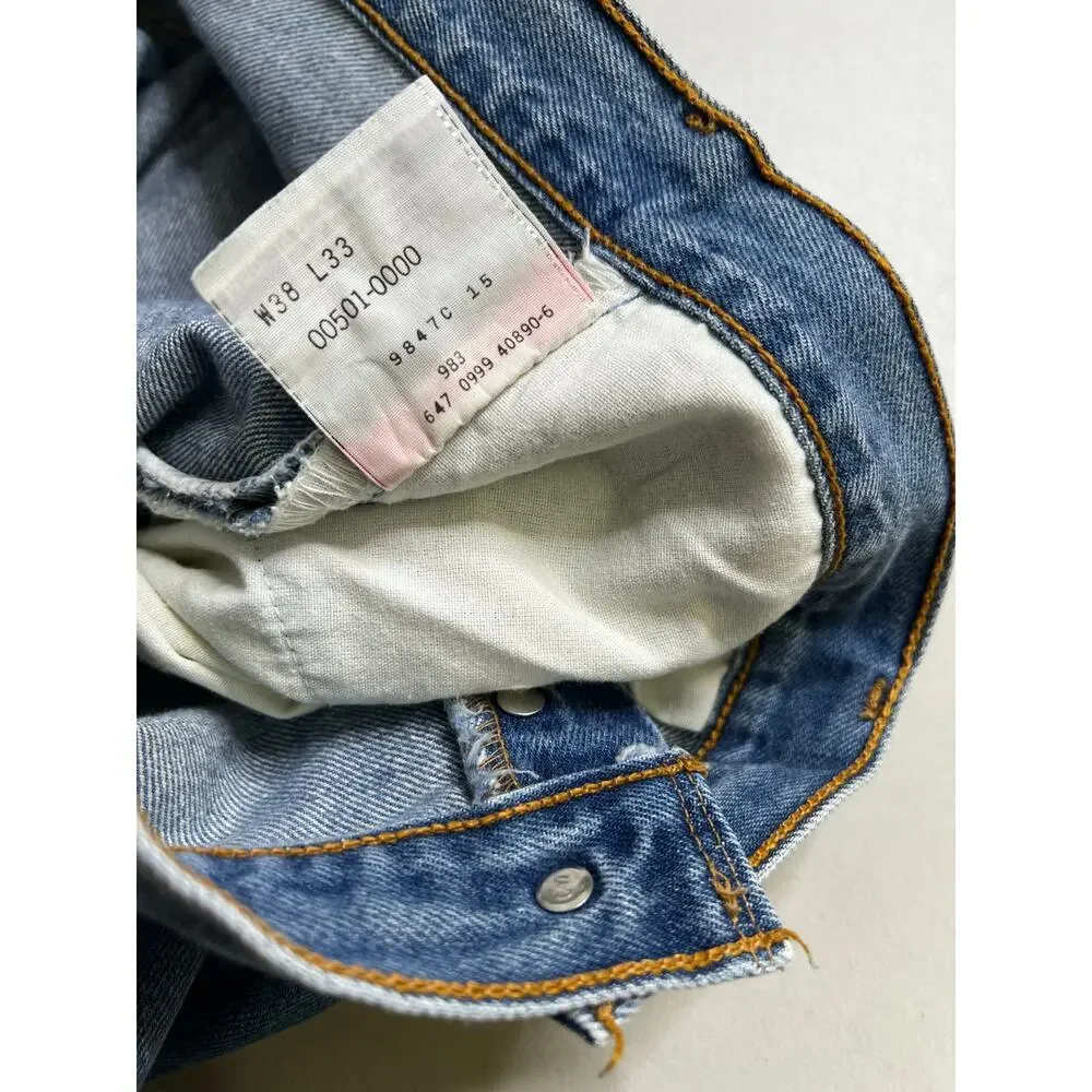 Vintage 90s Levi's 501xx Made in USA 38x33 Actual 36x32 Wash‎ Faded Distress